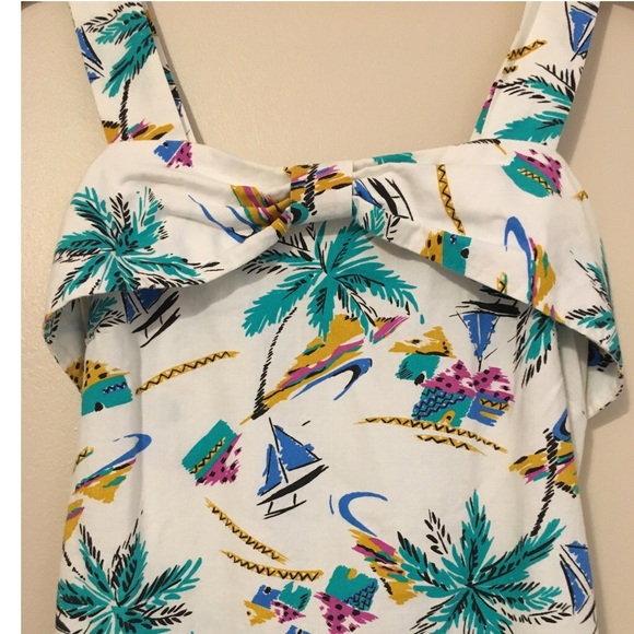 Vintage vacation print dress with pockets - Picture 2 of 6